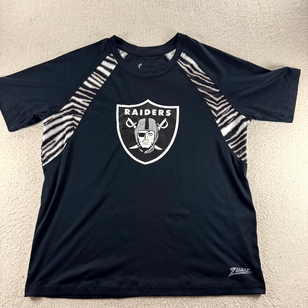 Zubaz NFL Las Vegas Raiders Shirt Mens XL Black Zebra Performance Tee Good XL